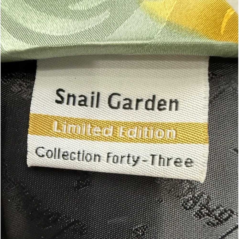 J Garcia Snail Garden Mens Necktie Gold Green Black Silk Modern Abstract Art Ltd
